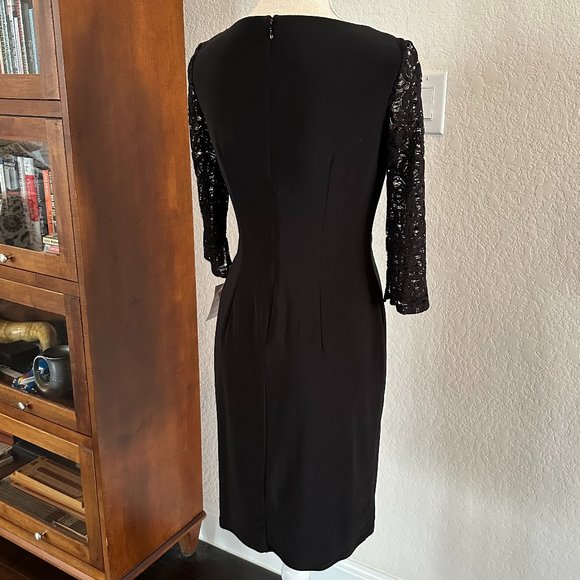 ANN KLEIN Classic Black Lace Sheath Dress - 2 - Picture 2 of 14
